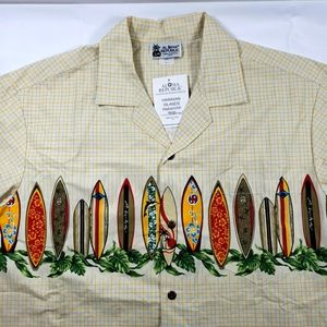 Aloha Republic Men's Button Front Hawaiian Camp - Surf Boards Shirt Sz. L - NEW